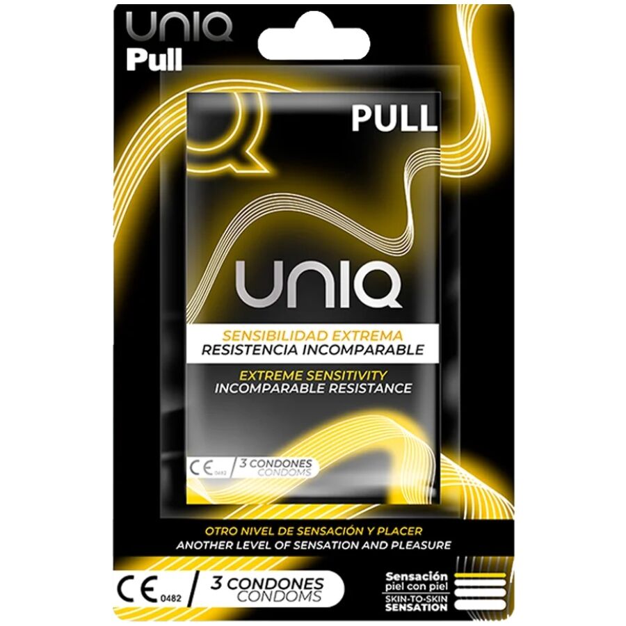 UNIQ - PULL LATEX FREE CONDOMS WITH STRIPS 3 UNITS UNIQ  NOCTURNA DESIRES