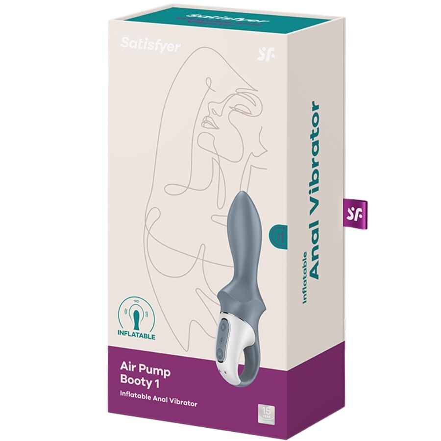 SATISFYER - AIR PUMP BOOTY 1 ANAL INFLATABLE VIBRATOR GREY - NOCTURNA DESIRES