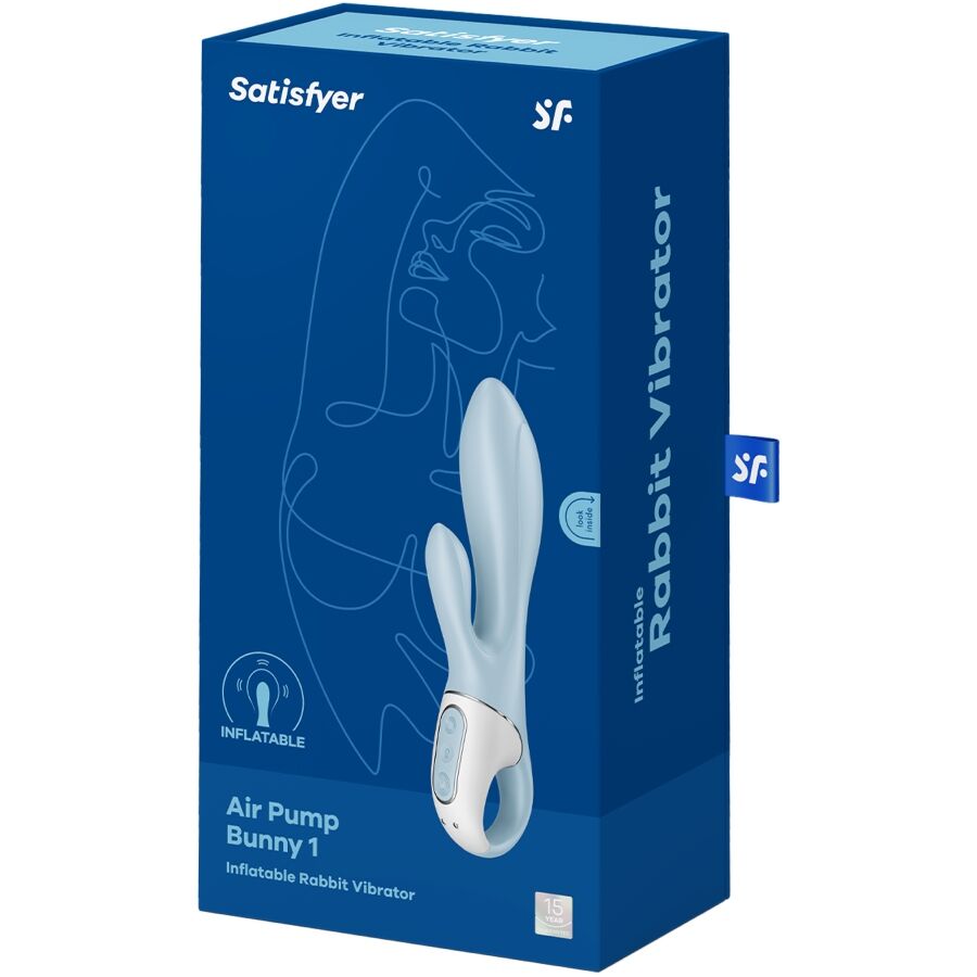 SATISFYER - AIR PUMP BUNNY 1 INFLATABLE RABBIT VIBRATOR BLUE - NOCTURNA DESIRES