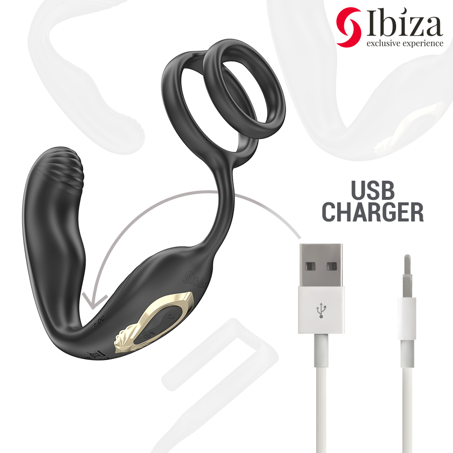 IBIZA - WIGGLE REMOTE CONTROLLED ROTATING ANAL PLUG WITH PERINEAL VIBRATION AND PENIS ENHANCING RINGS - NOCTURNA DESIRES