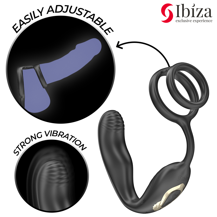IBIZA - WIGGLE REMOTE CONTROLLED ROTATING ANAL PLUG WITH PERINEAL VIBRATION AND PENIS ENHANCING RINGS - NOCTURNA DESIRES