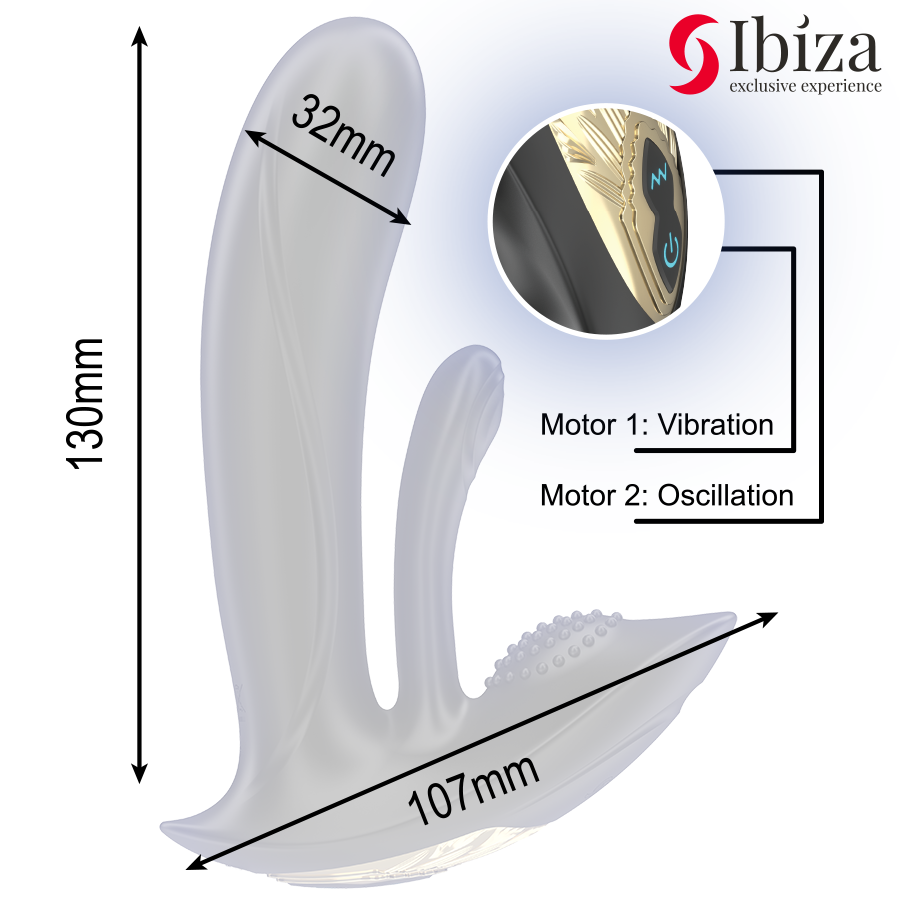 IBIZA - WEARABLE VIBRATOR WITH G-SPOT AND CLITORIS STIMULATION WITH REMOTE CONTROL - NOCTURNA DESIRES