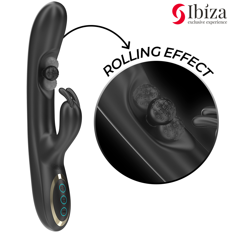 IBIZA - POWERFUL RABBIT VIBRATOR WITH MASSAGING ROLLING PEARL - NOCTURNA DESIRES