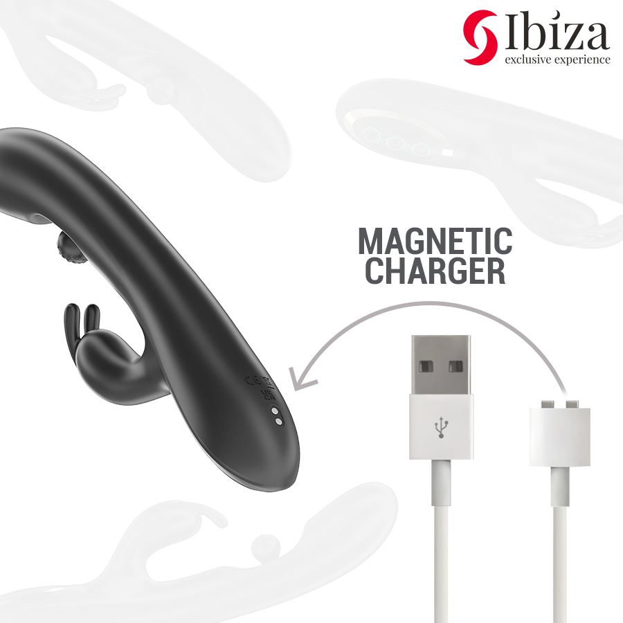 IBIZA - POWERFUL RABBIT VIBRATOR WITH MASSAGING ROLLING PEARL - NOCTURNA DESIRES