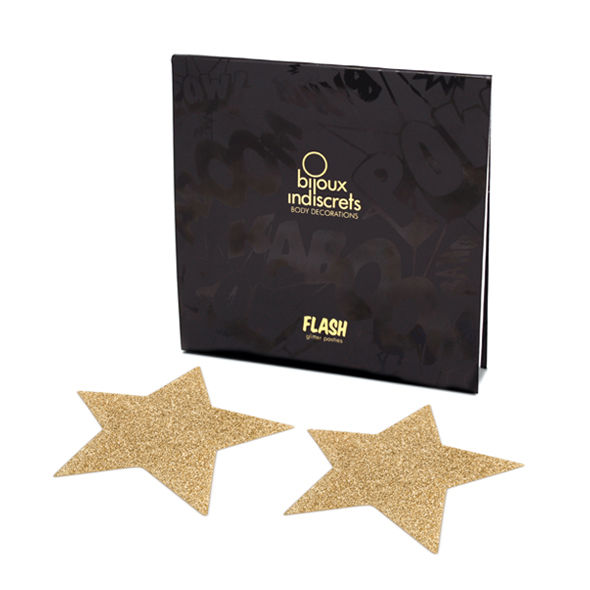 BIJOUX - INDISCRETS FLASH GOLDEN STAR NIPPLE COVERS BIJOUX FLASH COLLECTION  NOCTURNA DESIRES