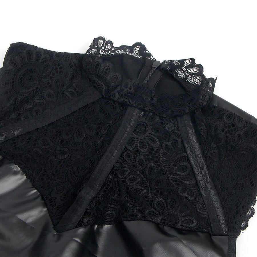 SUBBLIME - 957544 LACE COLLAR LEATHER DRESS BLACK S/M - NOCTURNA DESIRES