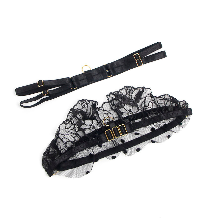 SUBBLIME - 957483 LACE BRA AND GARTER SET BLACK S/M - NOCTURNA DESIRES