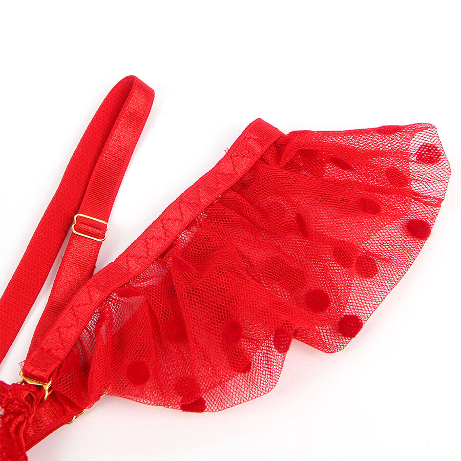 SUBBLIME - 957513 LACE BRA AND GARTER SET RED L/XL - NOCTURNA DESIRES