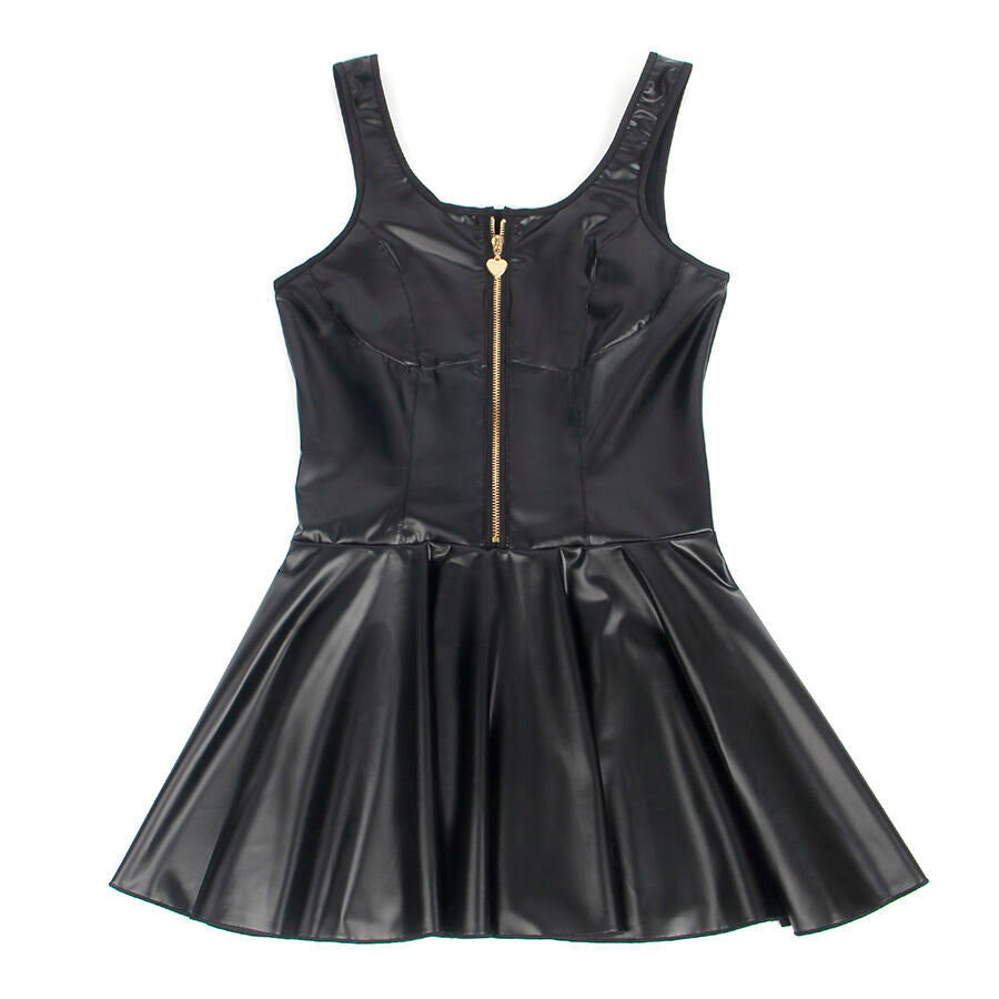 SUBBLIME - 957667 HEART ZIPPER LEATHER DRESS BLACK S/M - NOCTURNA DESIRES