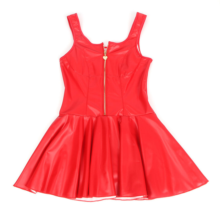 SUBBLIME - 957698 HEART ZIPPER LEATHER DRESS RED L/XL - NOCTURNA DESIRES