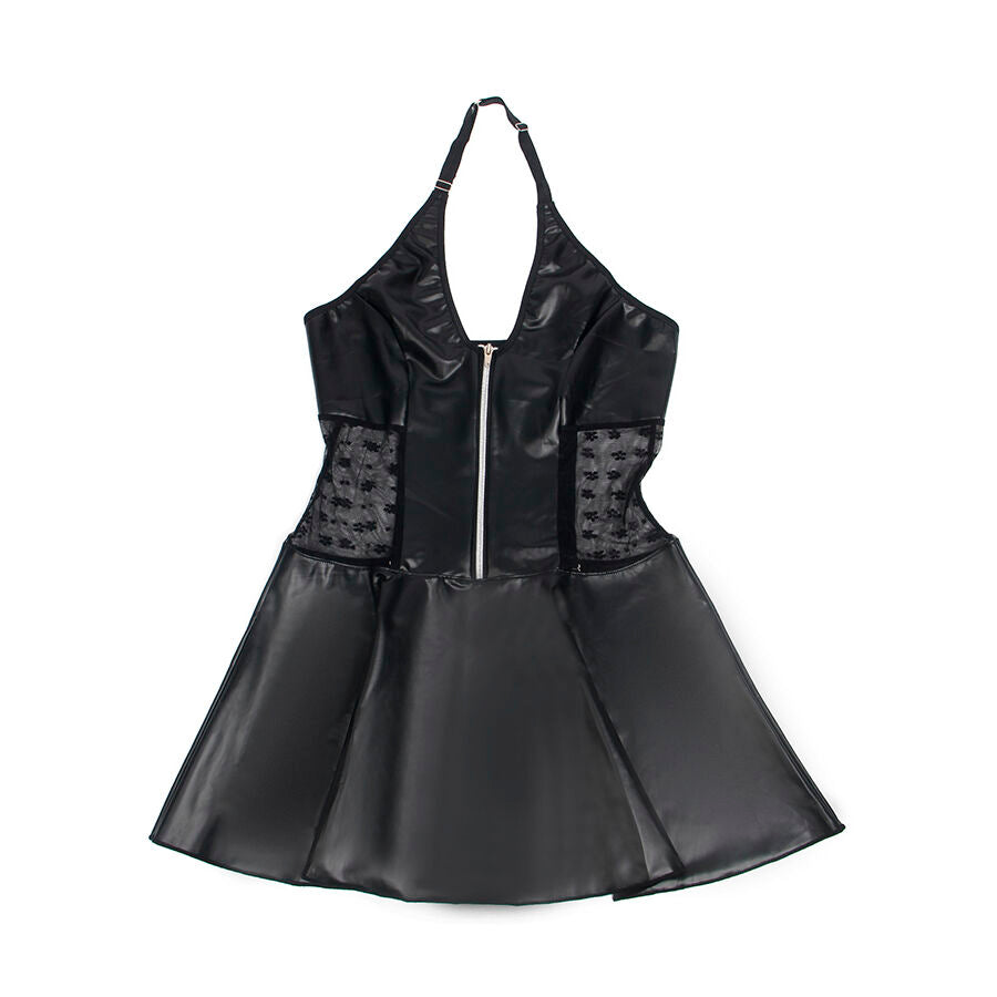 SUBBLIME - 957704 LACE ZIPPER LEATHER DRESS BLACK S/M - NOCTURNA DESIRES