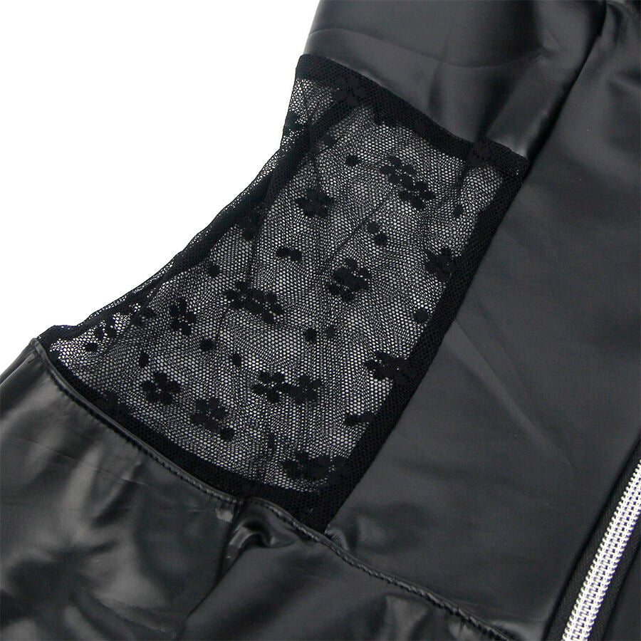 SUBBLIME - 957711 LACE ZIPPER LEATHER DRESS BLACK L/XL - NOCTURNA DESIRES