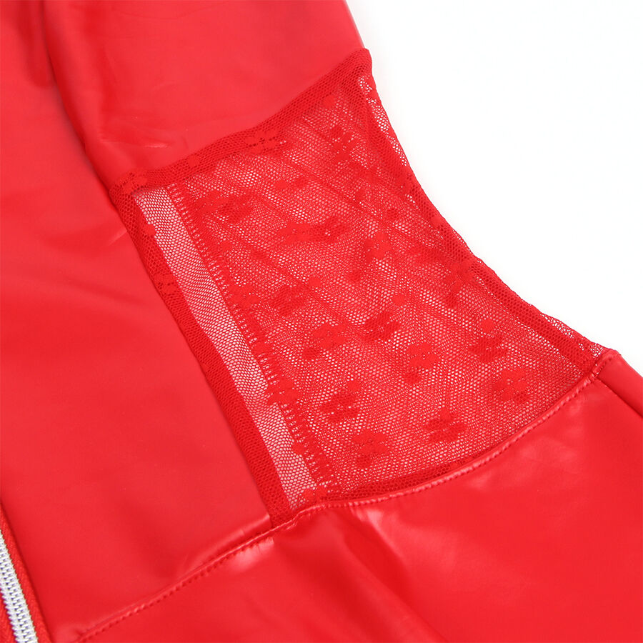 SUBBLIME - 957728 LACE ZIPPER LEATHER DRESS RED S/M - NOCTURNA DESIRES