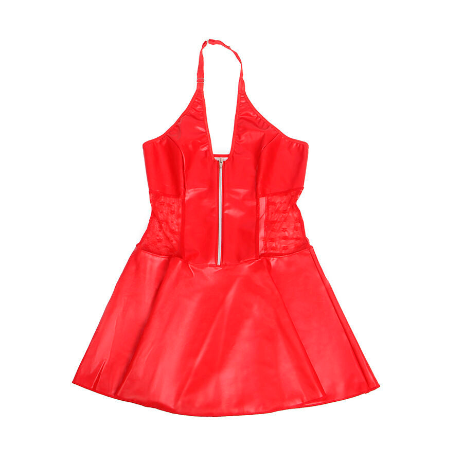 SUBBLIME - 957728 LACE ZIPPER LEATHER DRESS RED S/M - NOCTURNA DESIRES