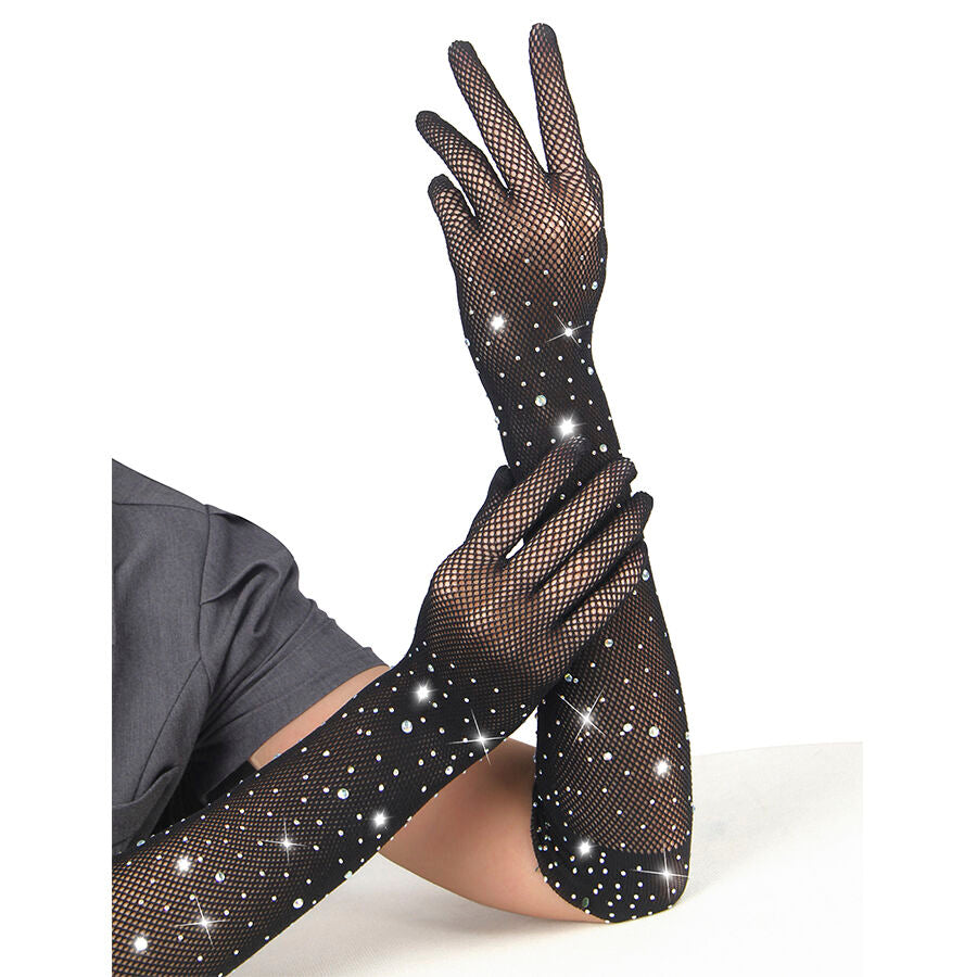 SUBBLIME - 957469SHINE TRANSPARENT GLOVES BLACK S/M - NOCTURNA DESIRES