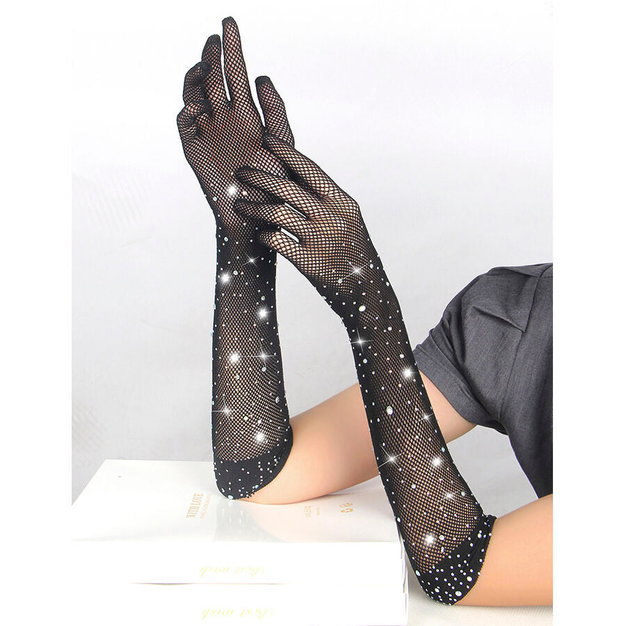 SUBBLIME - 957469SHINE TRANSPARENT GLOVES BLACK S/M - NOCTURNA DESIRES