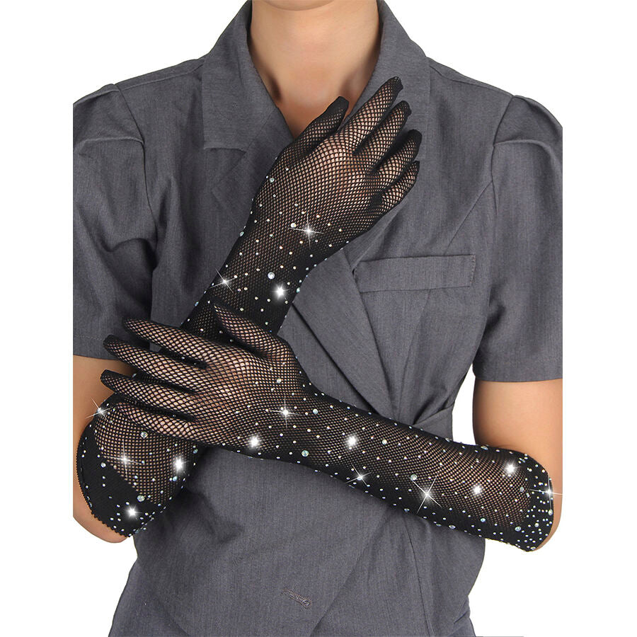 SUBBLIME - 957469SHINE TRANSPARENT GLOVES BLACK S/M - NOCTURNA DESIRES