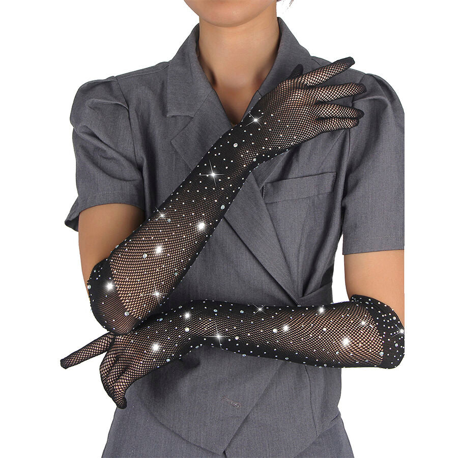 SUBBLIME - 957469SHINE TRANSPARENT GLOVES BLACK S/M - NOCTURNA DESIRES
