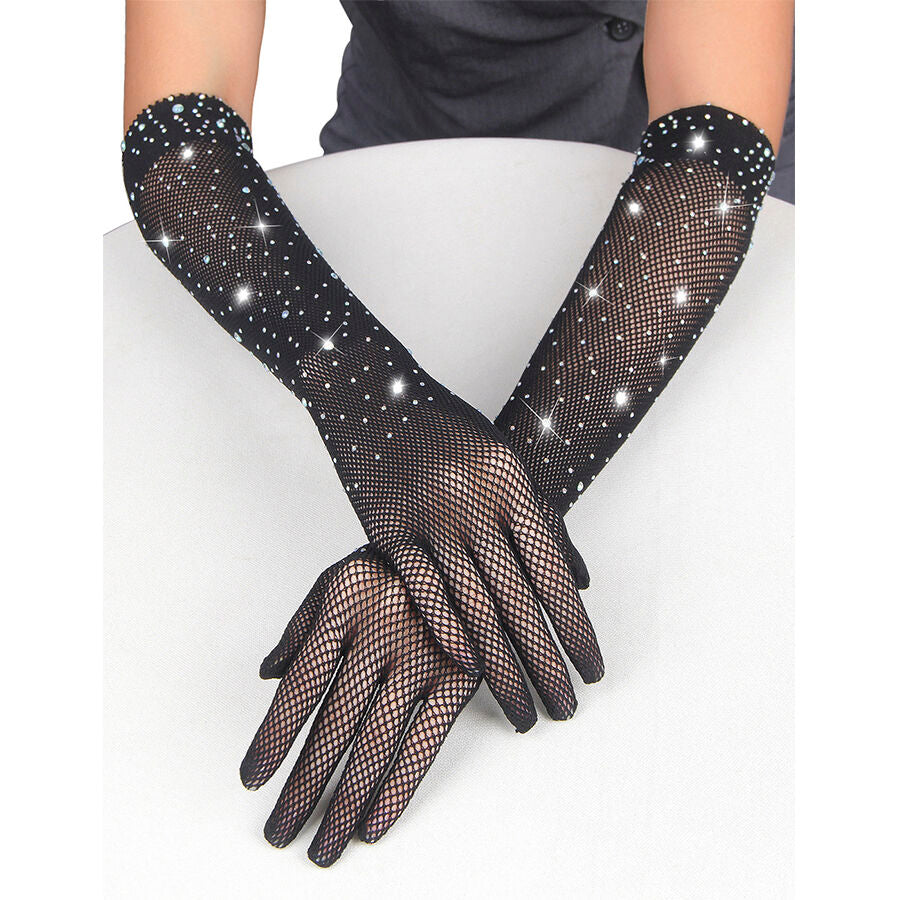 SUBBLIME - 957469SHINE TRANSPARENT GLOVES BLACK S/M - NOCTURNA DESIRES