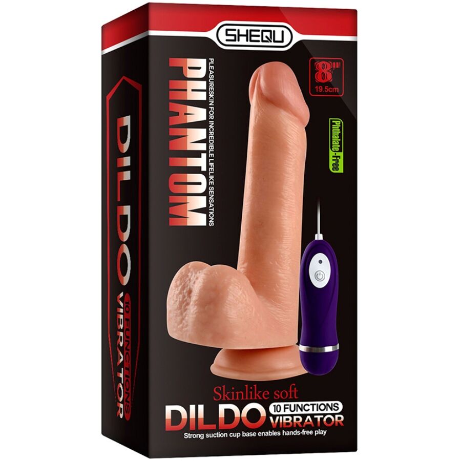 SHEQU - PHANTOM VIBRATING DILDO WITH REMOTE CONTROL 20 CM - NOCTURNA DESIRES