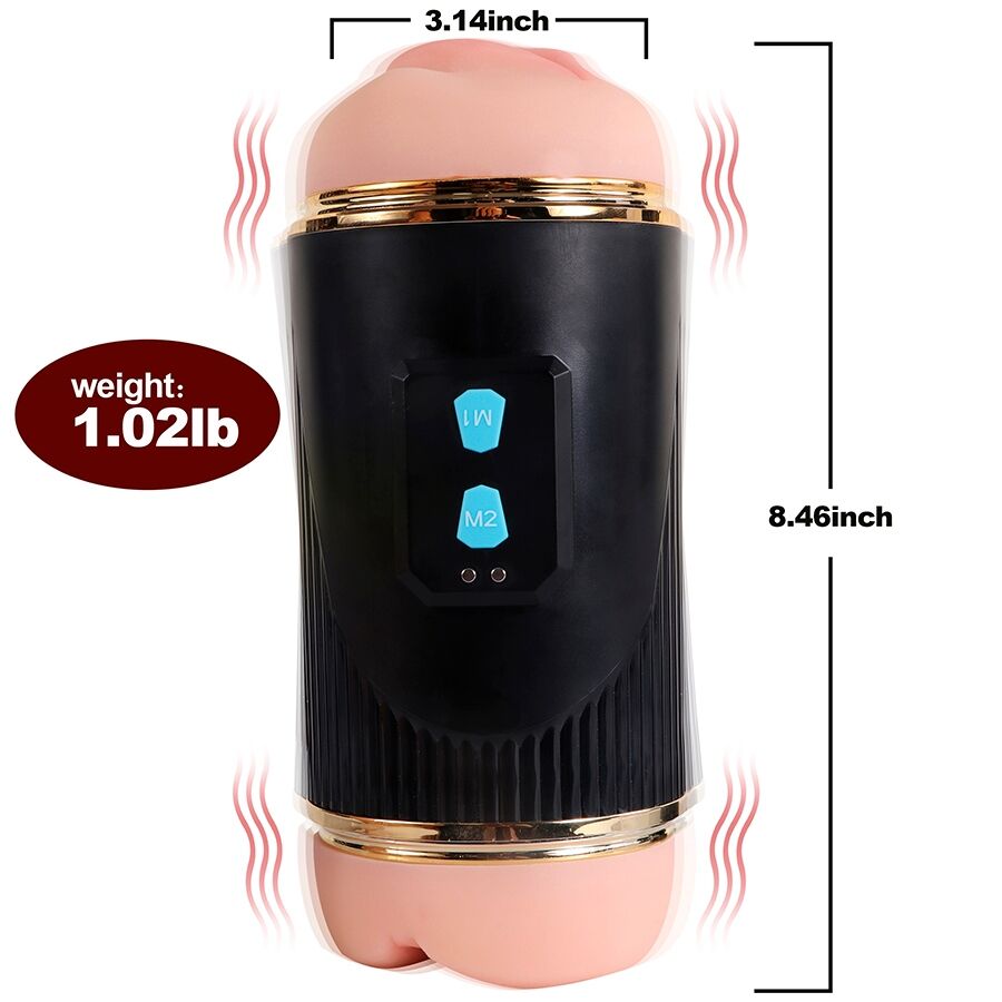 SHEQU - KAY DOUBLE MASTURBATOR WITH DUAL MOUTH AND VAGINA VIBRATION - NOCTURNA DESIRES