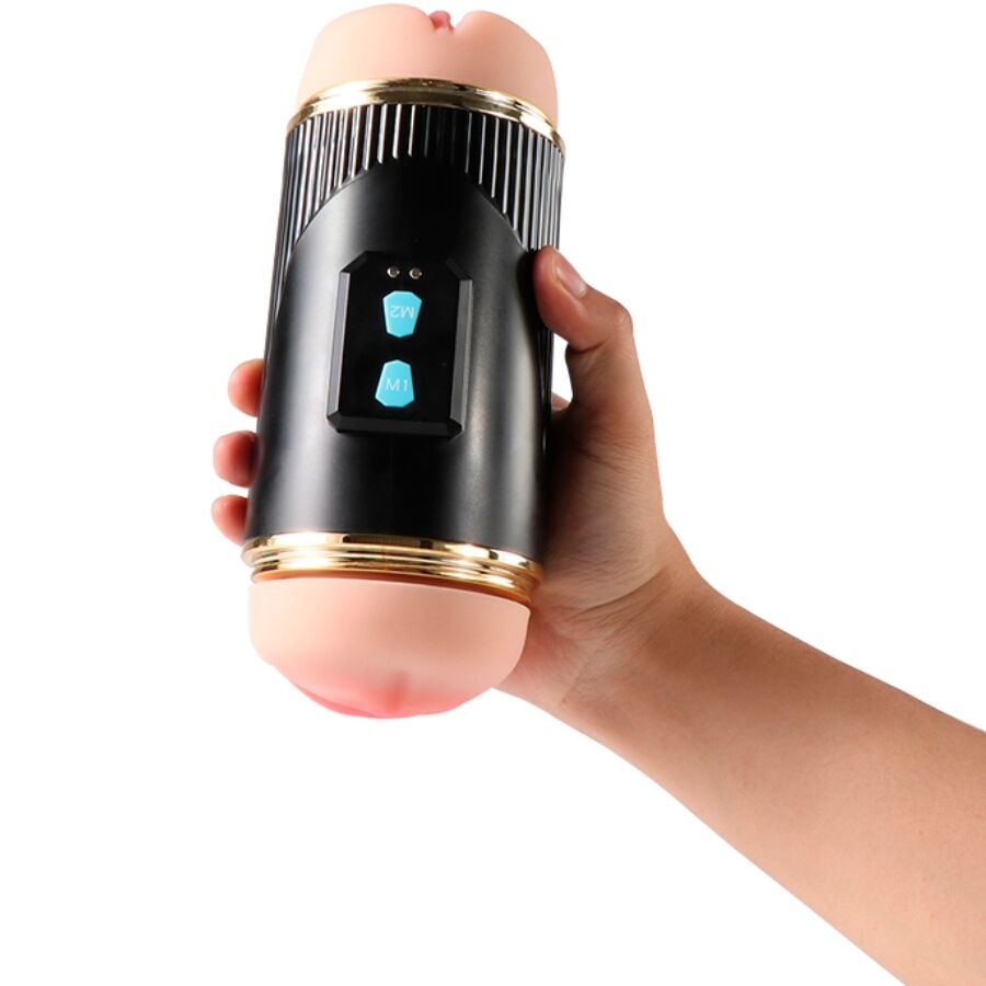 SHEQU - KAY DOUBLE MASTURBATOR WITH DUAL MOUTH AND VAGINA VIBRATION - NOCTURNA DESIRES