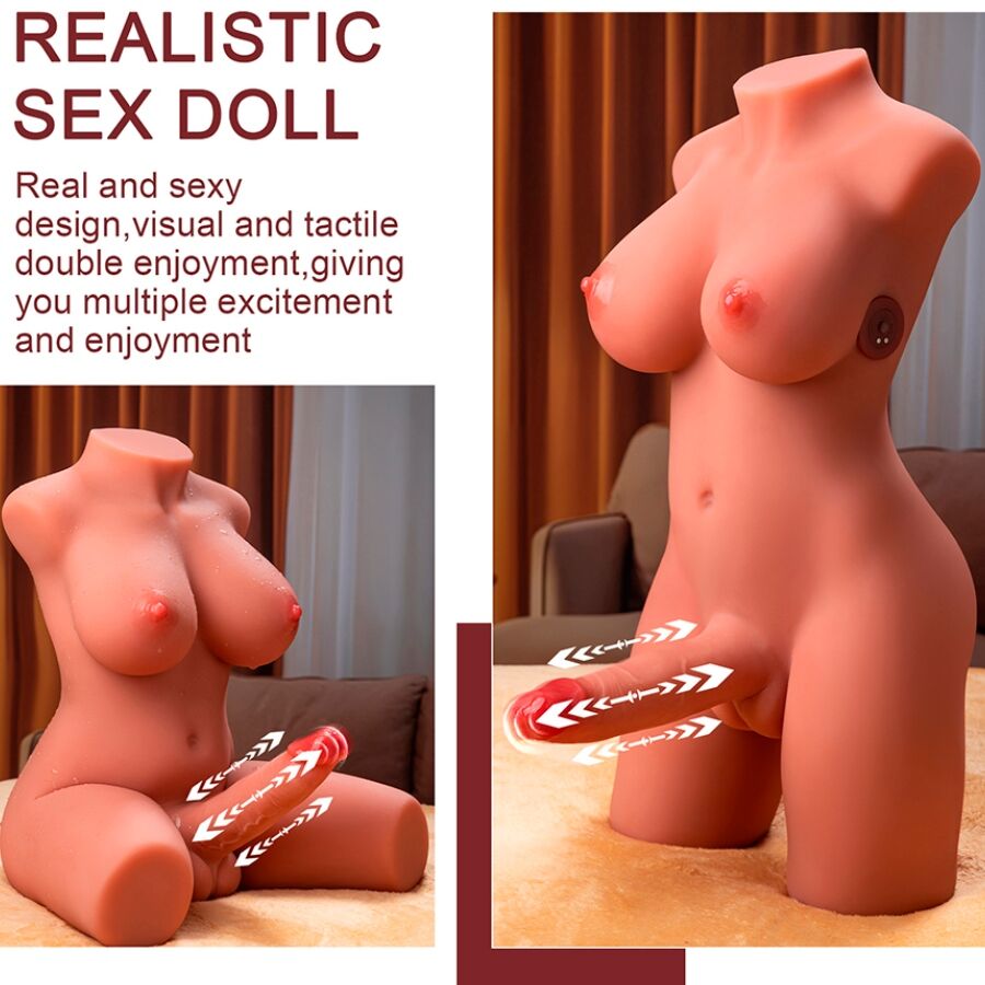 XISE - MIAH LADY BOY FEMALE TORSO WITH DILDO WITH VIBRATION AND THRUSTING 55 CM - NOCTURNA DESIRES