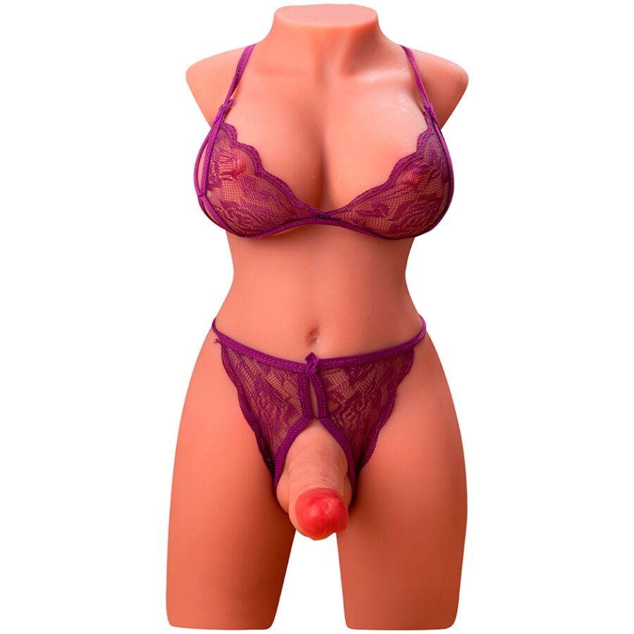 XISE - MIAH LADY BOY FEMALE TORSO WITH DILDO WITH VIBRATION AND THRUSTING 55 CM - NOCTURNA DESIRES