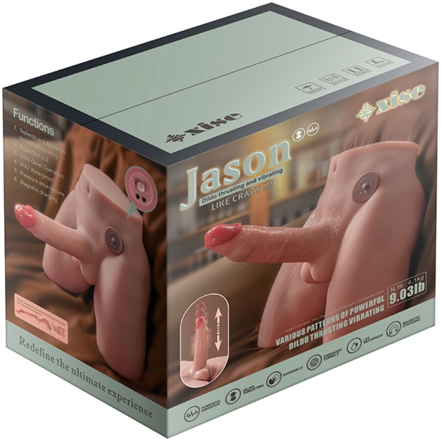 XISE - JASON REALISTIC DILDO MASTURBATOR WITH THRUSTING AND VIBRATION 17 CM - NOCTURNA DESIRES