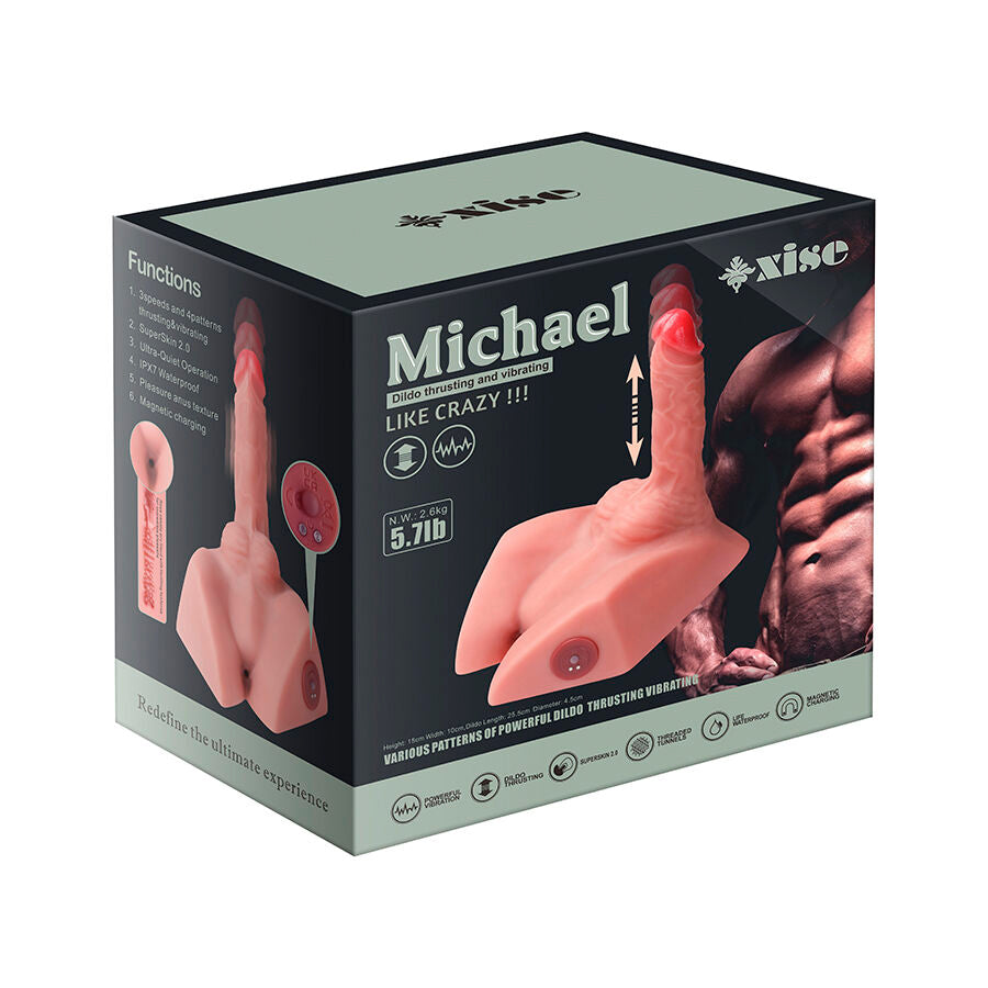 XISE - MICHAEL REALISTIC DILDO AND ANUS MASTURBATOR WITH THRUSTING 15 CM - NOCTURNA DESIRES