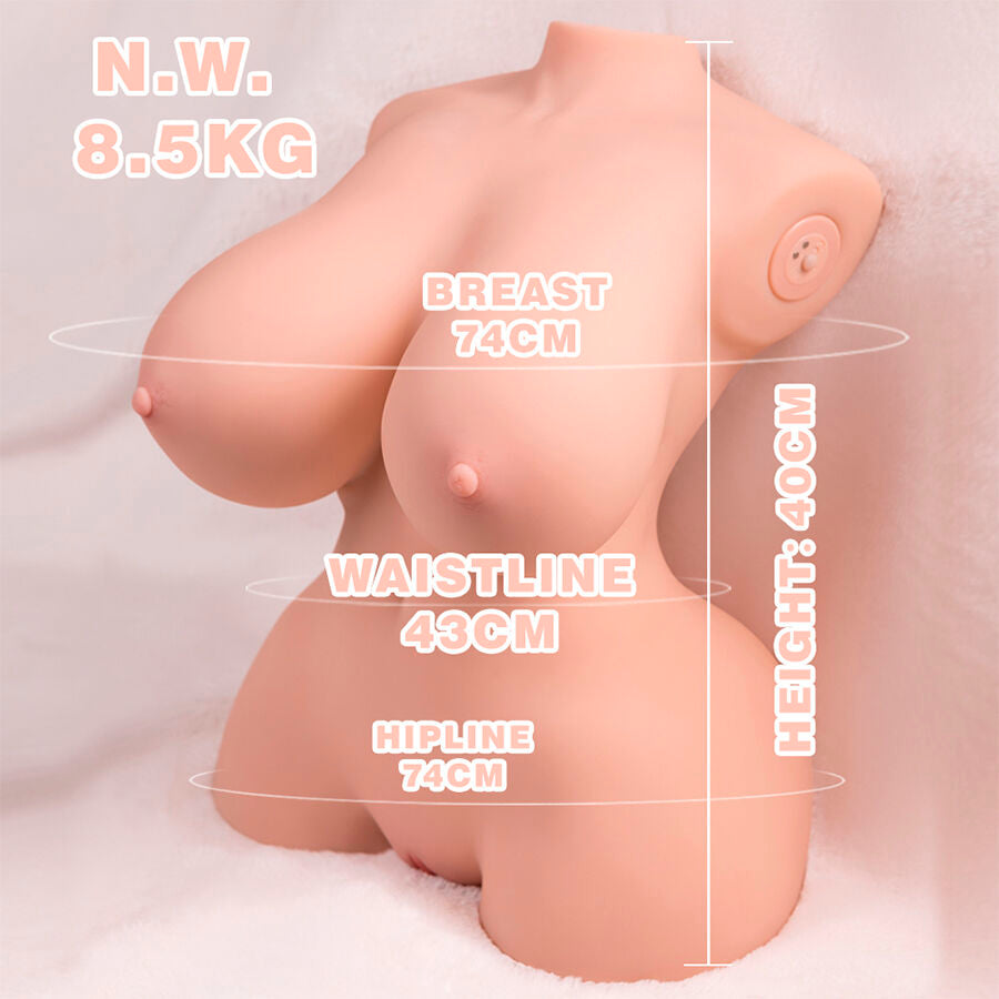 XISE - TINY THRUSTING REALISTIC TORSO WITH FEMALE VIBRATION 40 CM - NOCTURNA DESIRES