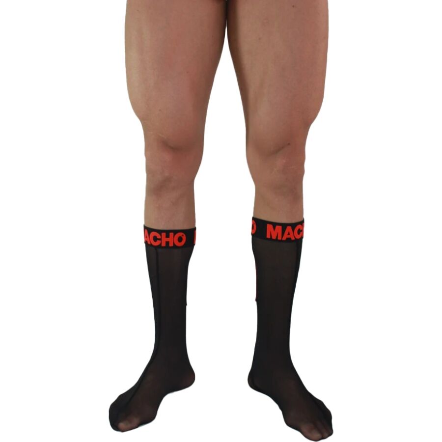 MACHO - THIN SOCKS ONE SIZE BLACK/RED - NOCTURNA DESIRES