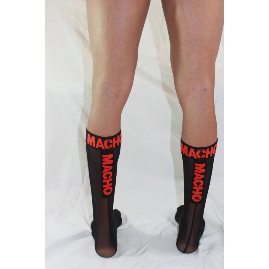 MACHO - THIN SOCKS ONE SIZE BLACK/RED - NOCTURNA DESIRES