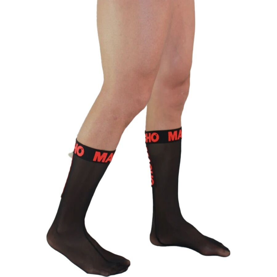 MACHO - THIN SOCKS ONE SIZE BLACK/RED - NOCTURNA DESIRES