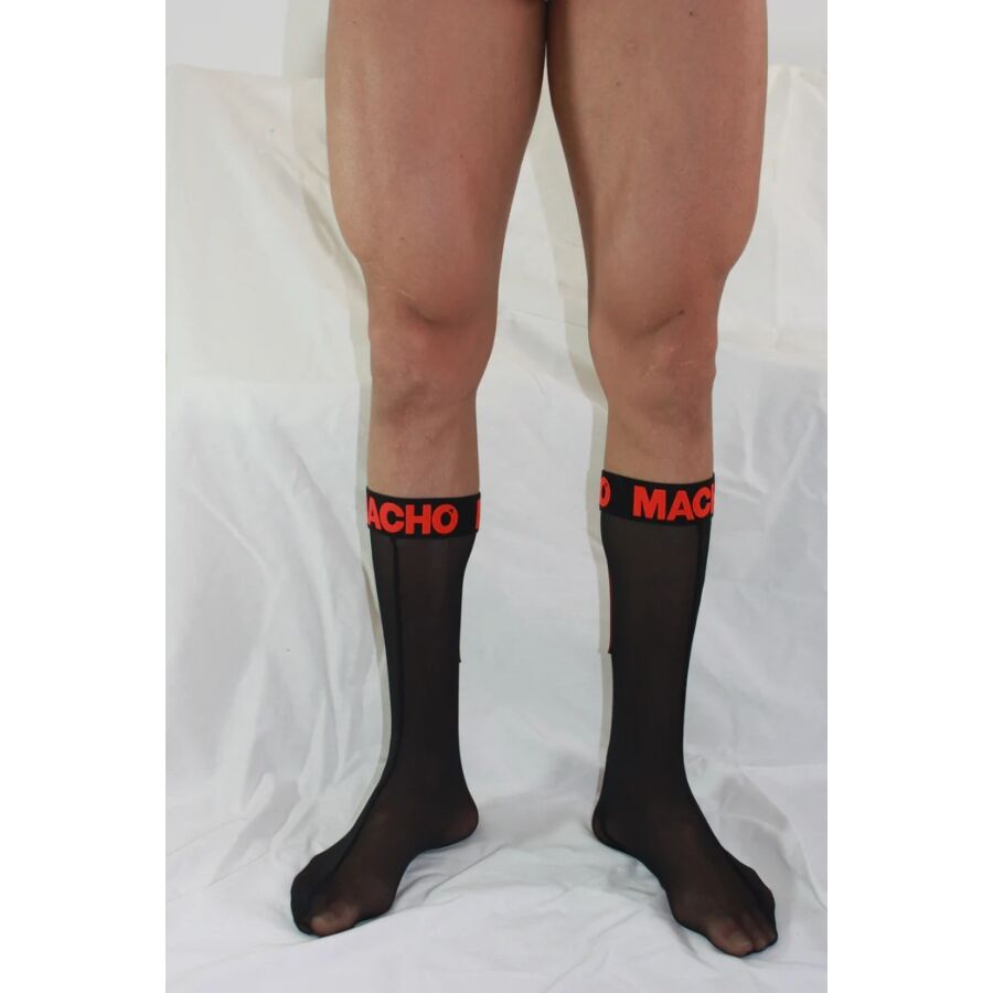 MACHO - THIN SOCKS ONE SIZE BLACK/RED - NOCTURNA DESIRES