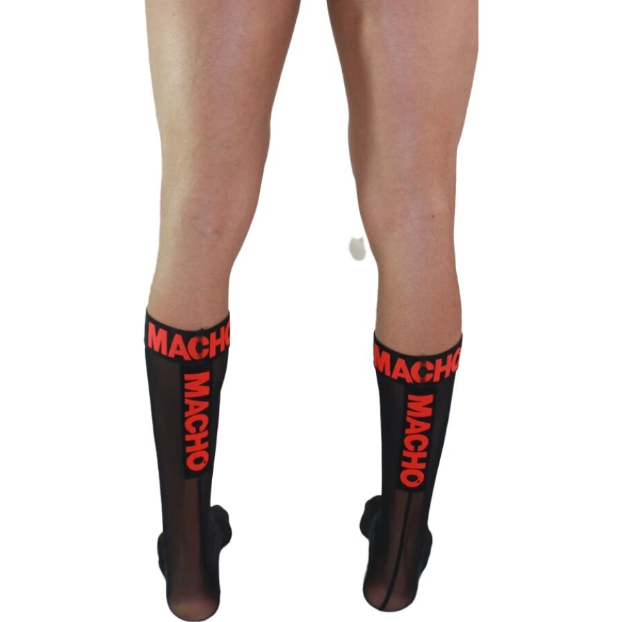 MACHO - THIN SOCKS ONE SIZE BLACK/RED - NOCTURNA DESIRES