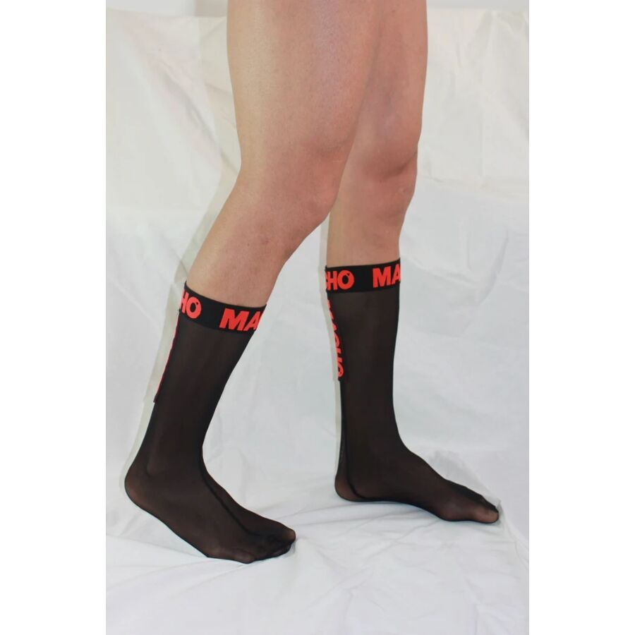 MACHO - THIN SOCKS ONE SIZE BLACK/RED - NOCTURNA DESIRES