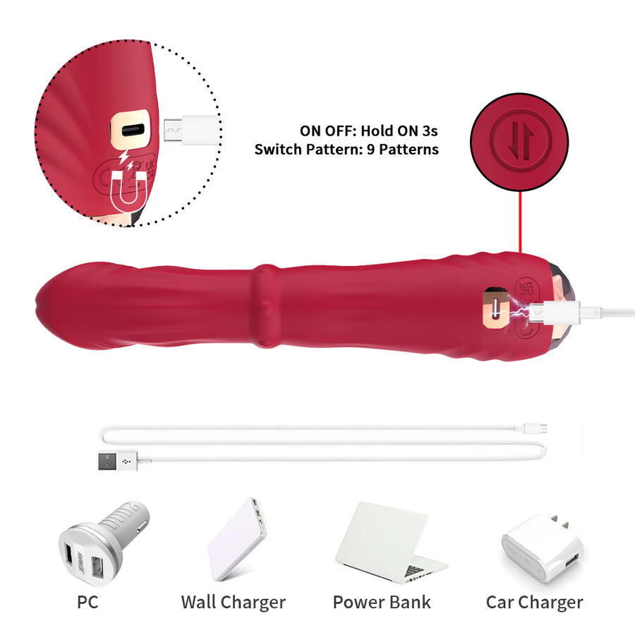 ARMONY - THERMO-ADJUSTABLE POINT A STIMULATOR VIBRATOR DILDO RED - NOCTURNA DESIRES
