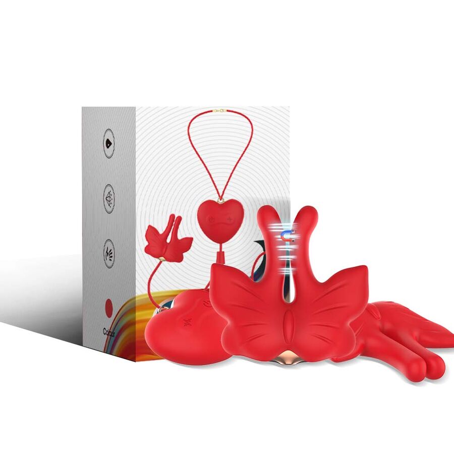 ARMONY - MAGNETIC NIPPLE CLAMPS WITH VIBRATION BUTTERFLY SHAPE RED - NOCTURNA DESIRES