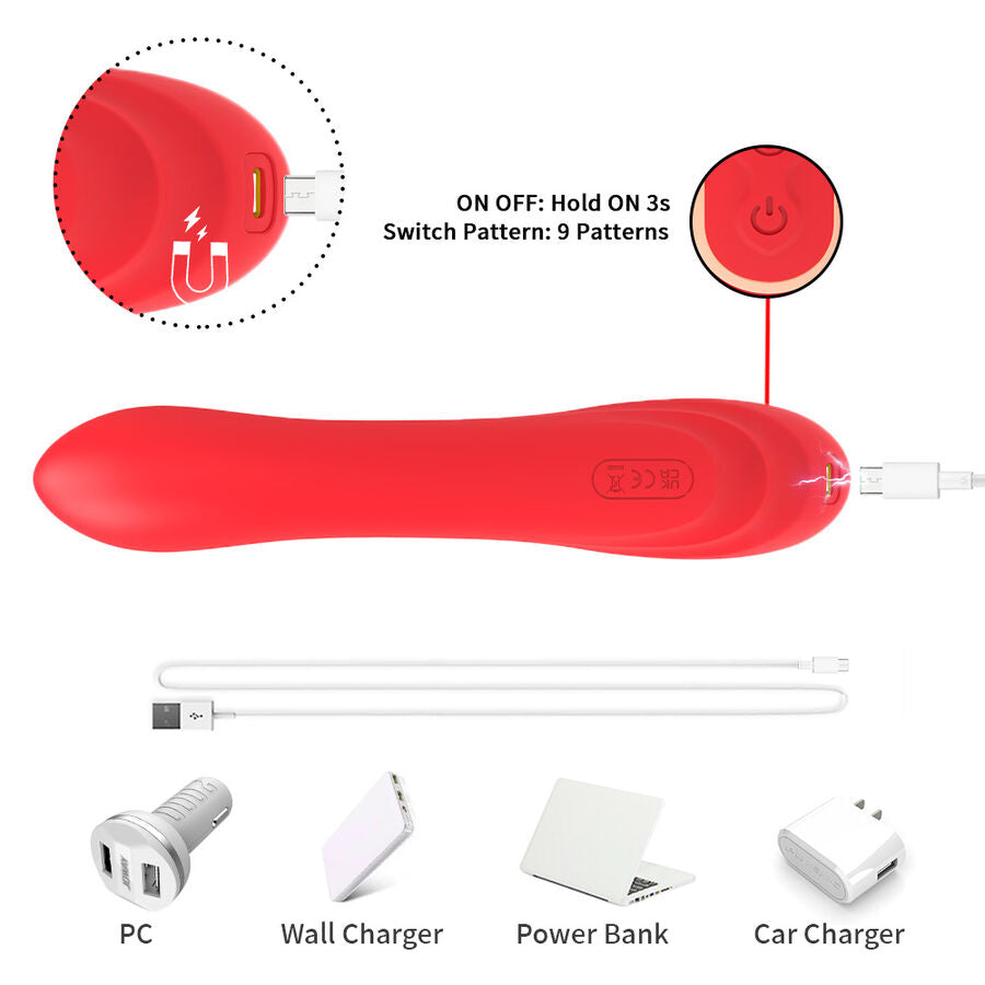 ARMONY - G-SPOT AND CLITORIS STIMULATOR VIBRATOR WITH OSCILLATING TONGUE RED - NOCTURNA DESIRES