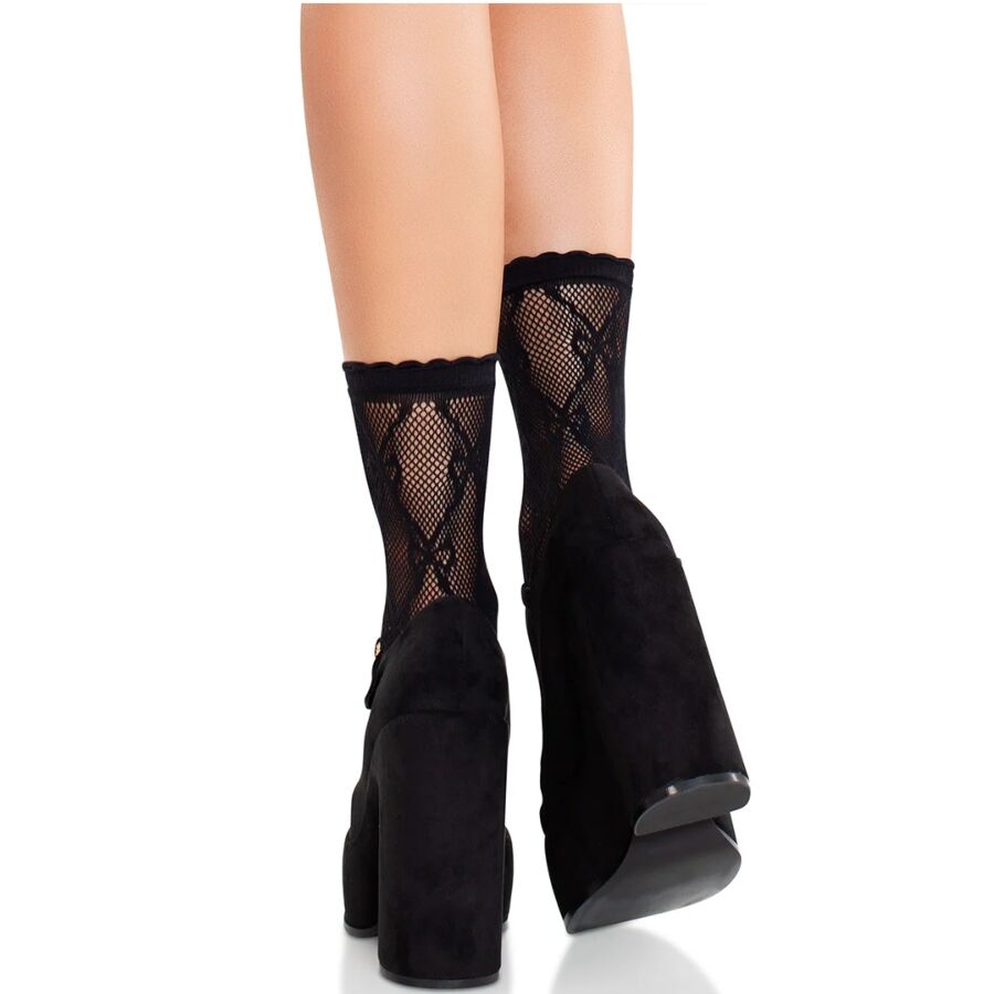 LEG AVENUE - BLACK LACE BOW LACE SOCKS - NOCTURNA DESIRES