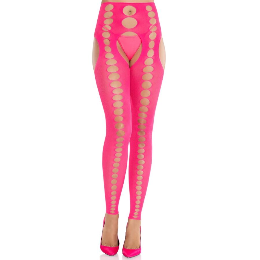 LEG AVENUE - STRAPLESS AND SEAMLESS OPAQUE STOCKINGS NEON PINK - NOCTURNA DESIRES