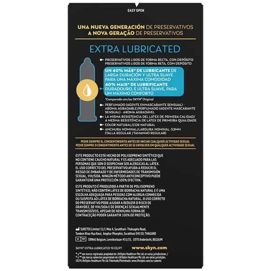 SKYN - EXTRA LUBRICATED CONDOM 10 UNITS - NOCTURNA DESIRES