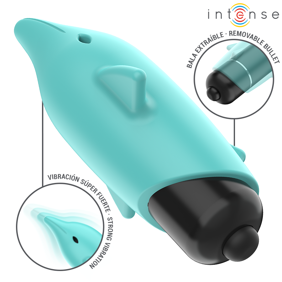 INTENSE - ECHO VIBRATING BULLET DOLPHIN BLUE 8 X 4.7 CM - NOCTURNA DESIRES