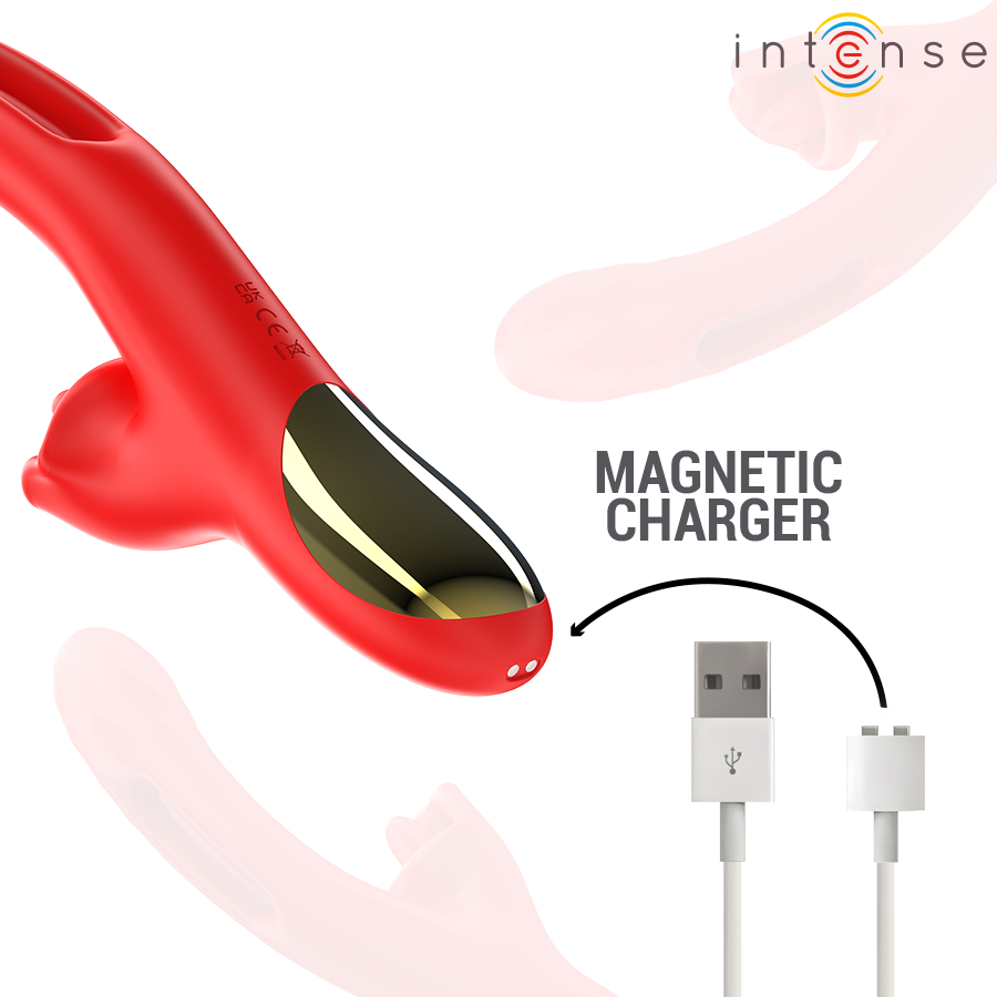 INTENSE - JESSICA MULTIFUNCTION VIBRATOR CLITORIS STIMULATION 24.8 CM RED - NOCTURNA DESIRES