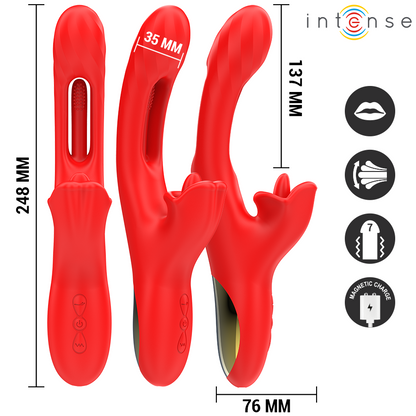 INTENSE - JESSICA MULTIFUNCTION VIBRATOR CLITORIS STIMULATION 24.8 CM RED - NOCTURNA DESIRES