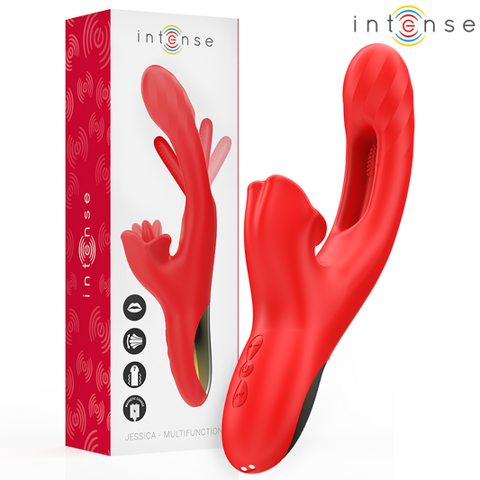 INTENSE - JESSICA MULTIFUNCTION VIBRATOR CLITORIS STIMULATION 24.8 CM RED - NOCTURNA DESIRES