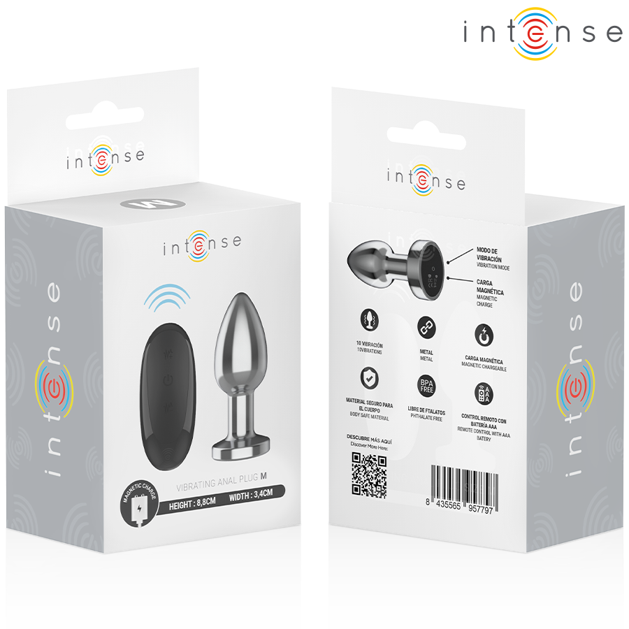 INTENSE - ANAL PLUG 10 VIBRATIONS METAL WITH REMOTE CONTROL M - NOCTURNA DESIRES