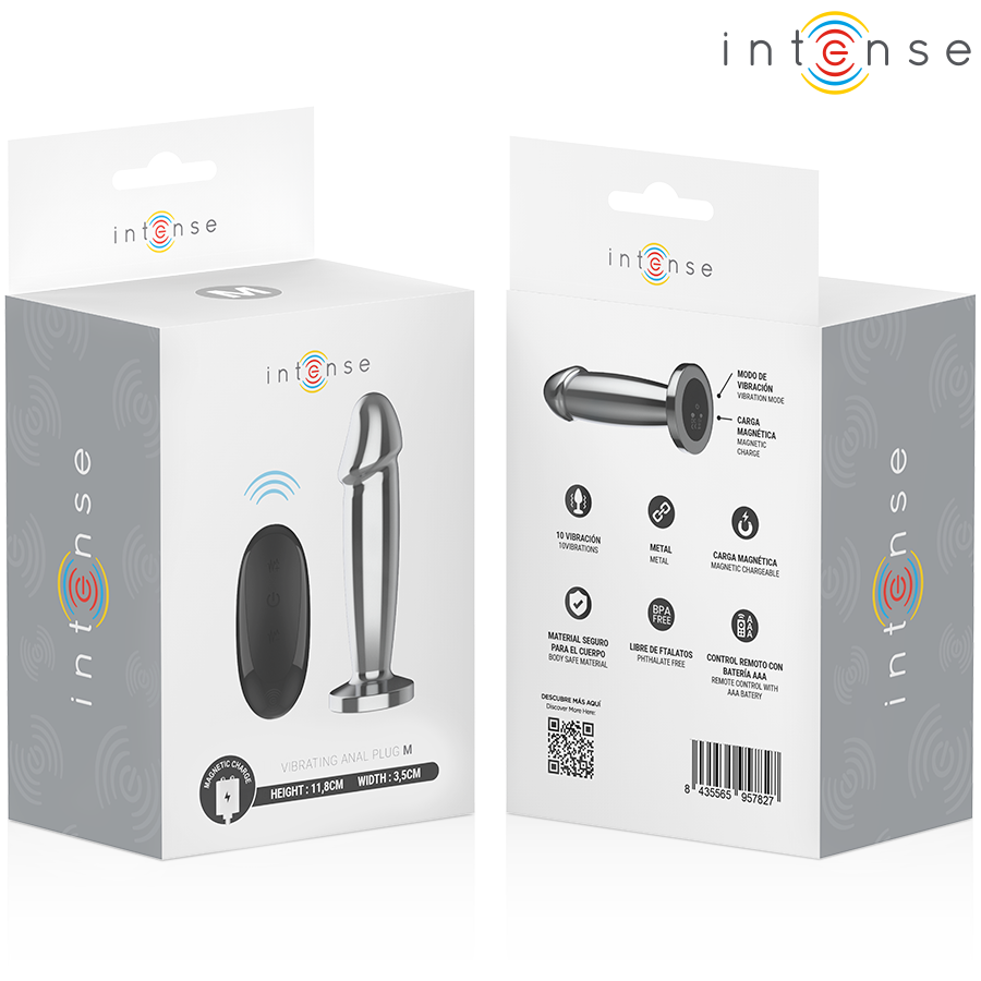 INTENSE - ANAL PLUG 10 VIBRATIONS METAL DILDO WITH REMOTE CONTROL M - NOCTURNA DESIRES