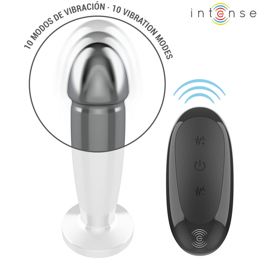 INTENSE - ANAL PLUG 10 VIBRATIONS METAL DILDO WITH REMOTE CONTROL M - NOCTURNA DESIRES